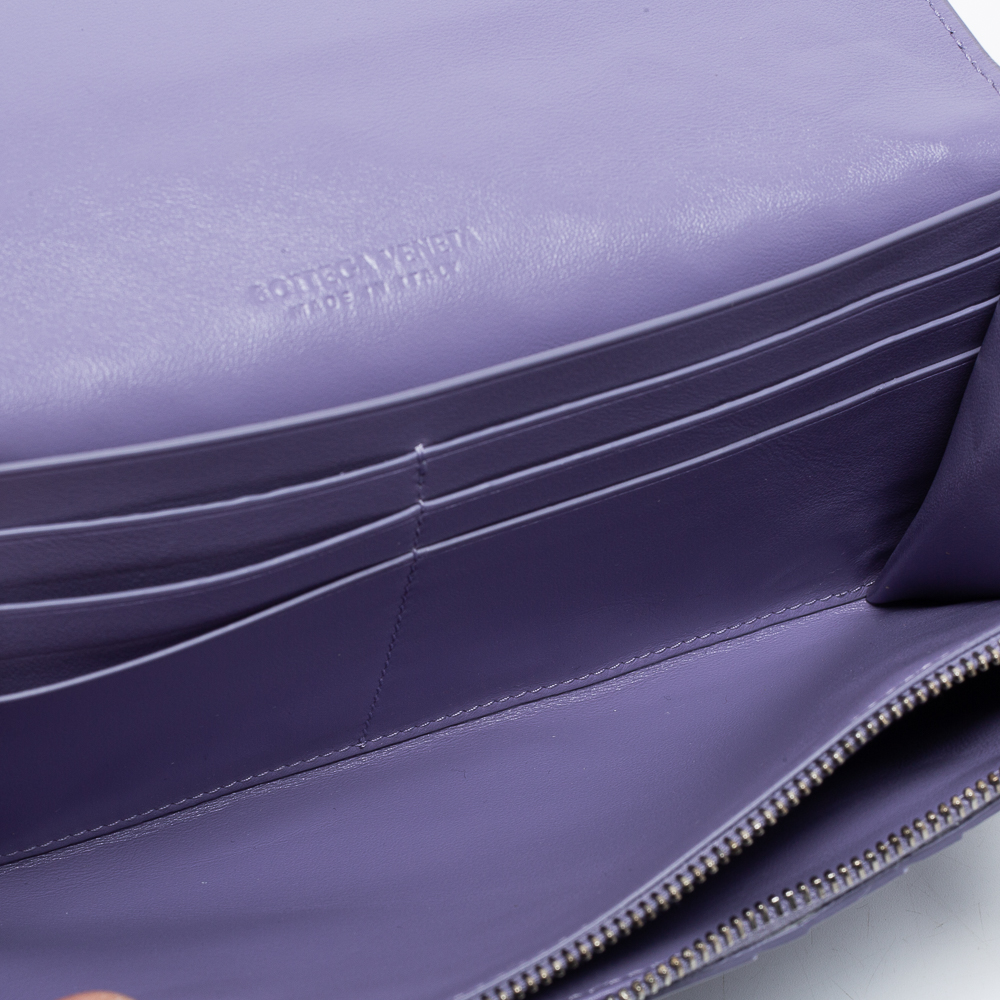

Bottega Veneta Purple Intrecciato Leather Flap Continental Wallet