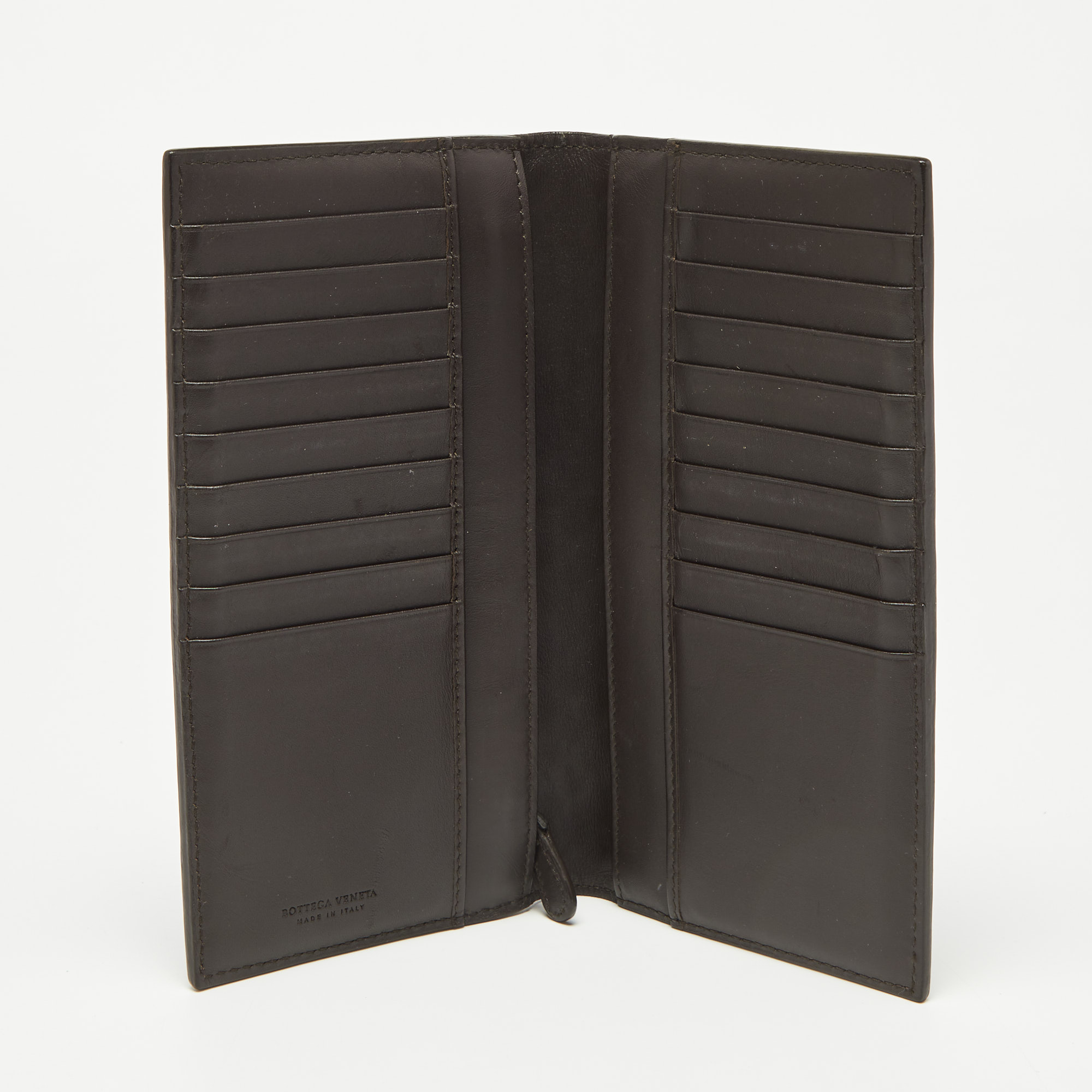 

Bottega Veneta Dark Brown Intrecciato Leather Bifold Wallet