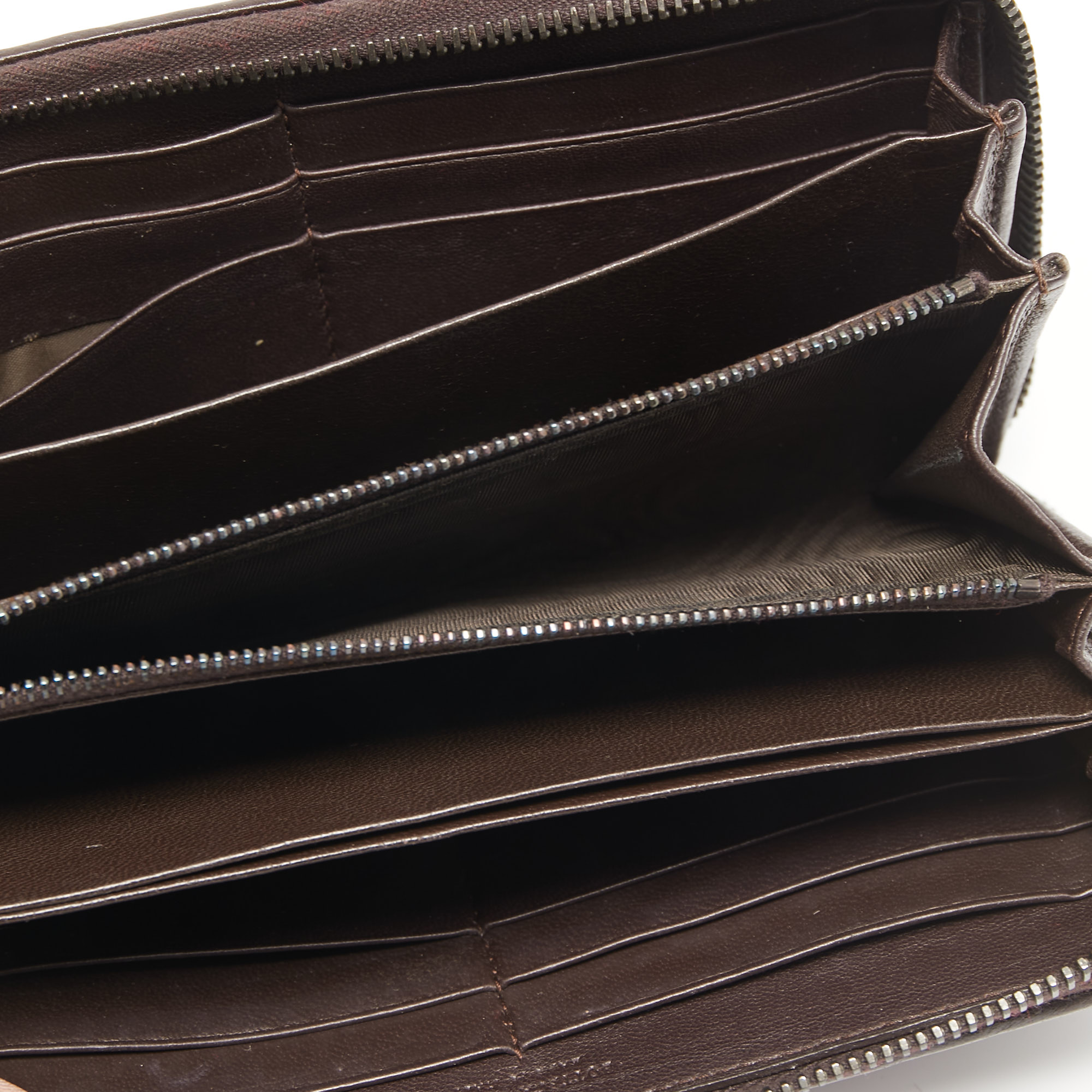 

Bottega Veneta Dark Brown Intrecciato Leather Zip Around Continental Wallet
