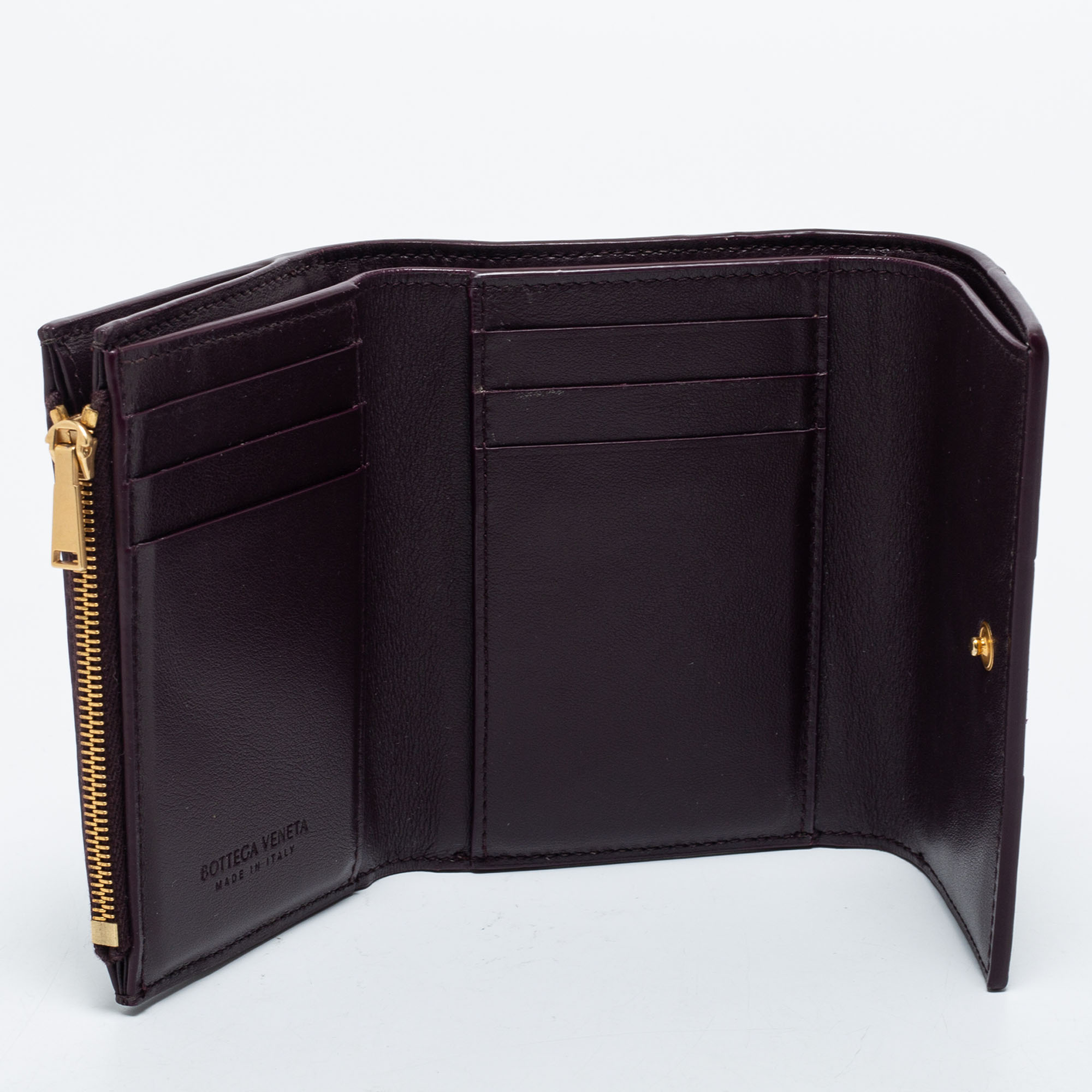 

Bottega Veneta Dark Burgundy Leather Cassette Wallet