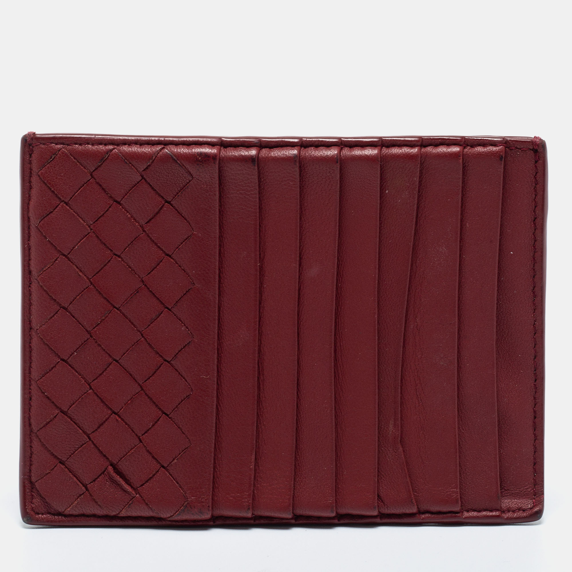 Pre-owned Bottega Veneta Red Leather Zip Card Holder