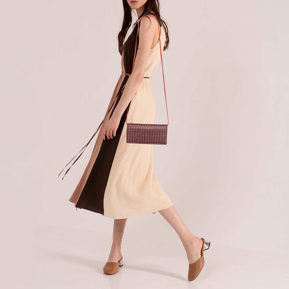 

Bottega Veneta Burgundy/Orange Leather Crossbody Bag