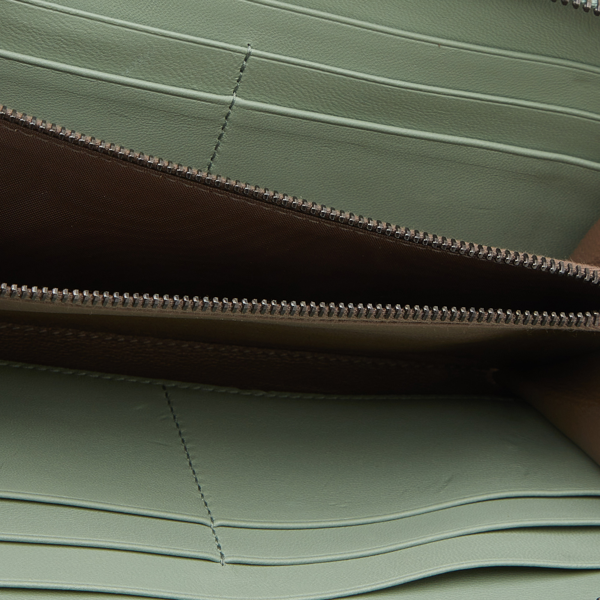 

Bottega Veneta Mint Green Snake and Intrecciato Leather Zip Around Wallet
