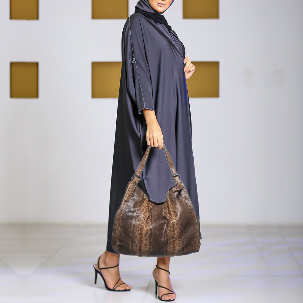 

Bottega Veneta Brown Karung Leather Tote