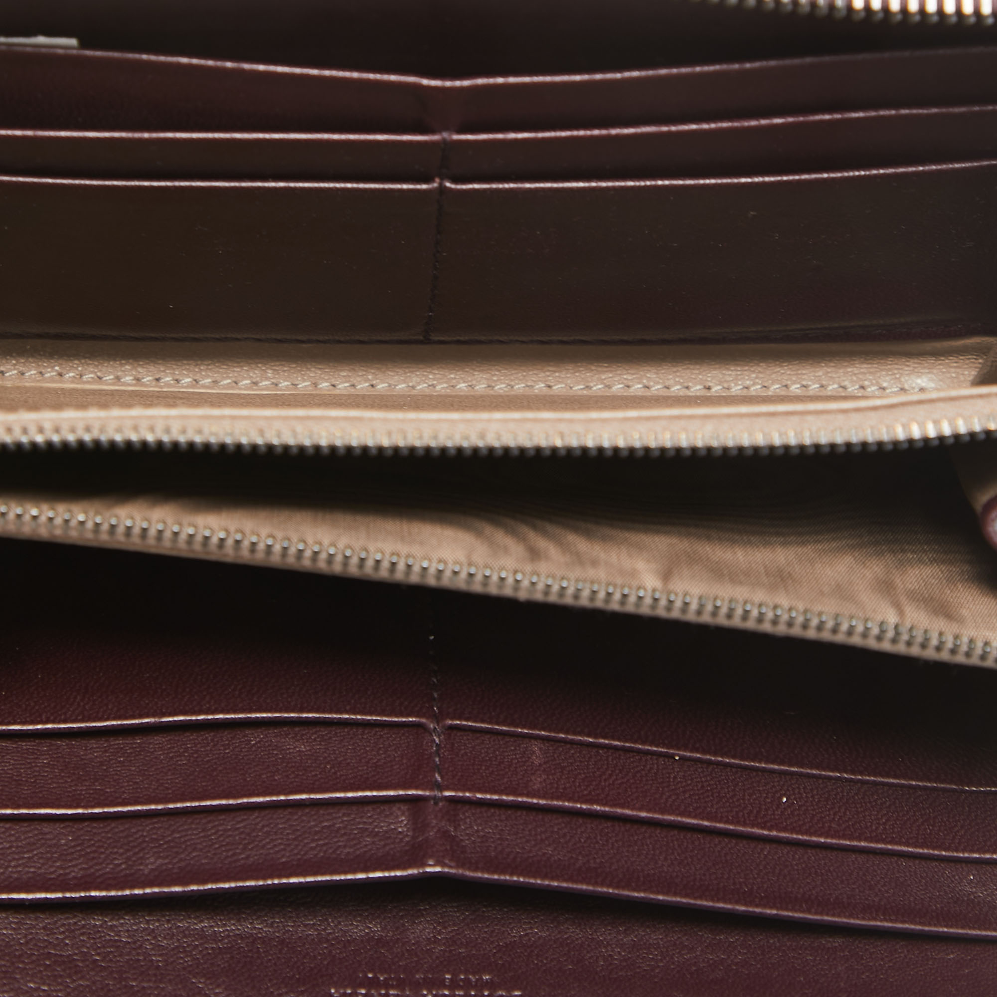 

Bottega Veneta Burgundy Intrecciato Leather Zip Around Continental Wallet