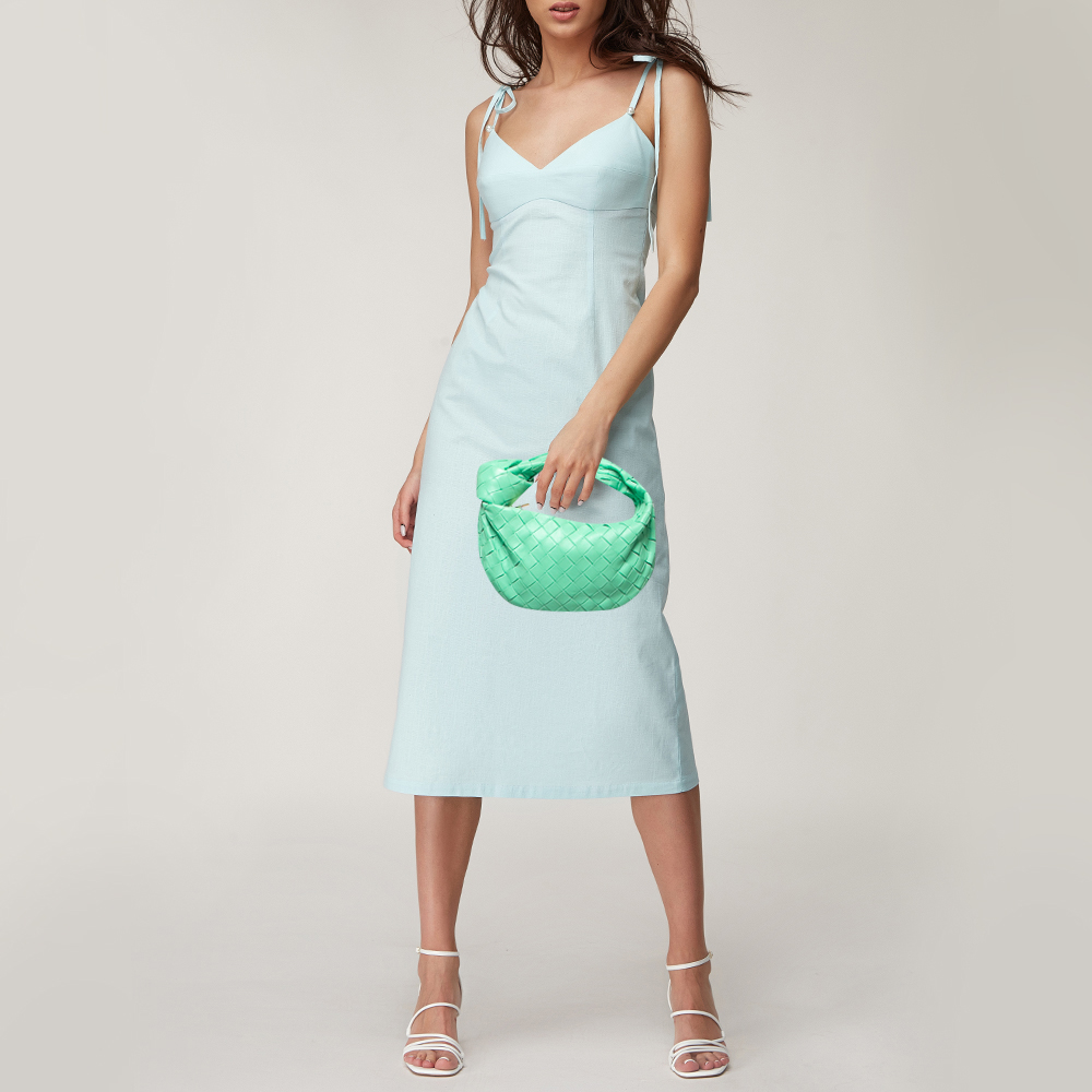 

Bottega Veneta Green Intrecciato Leather Mini Jodie Hobo