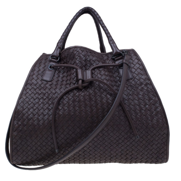 Pre Owned Bottega Veneta Brown Leather Large Intrecciato Hobo
