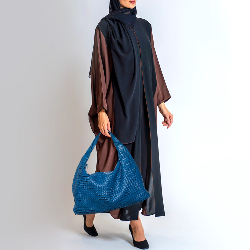 

Bottega Veneta Blue Intrecciato Leather Large Hobo