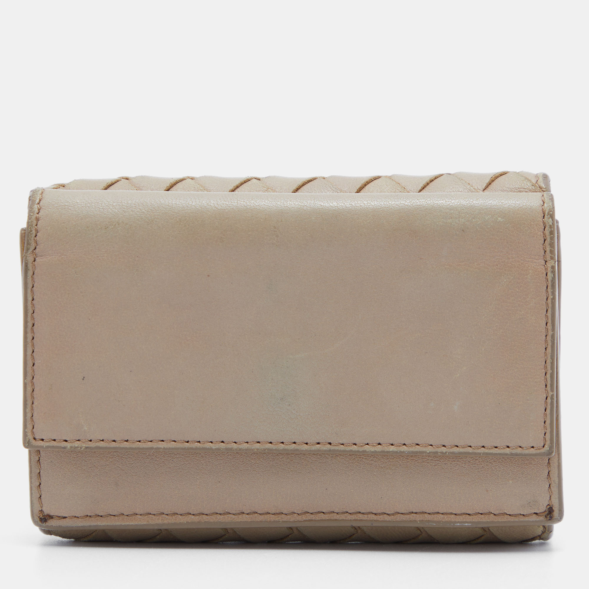 

Bottega Veneta Beige Intrecciato Leather Trifold Wallet