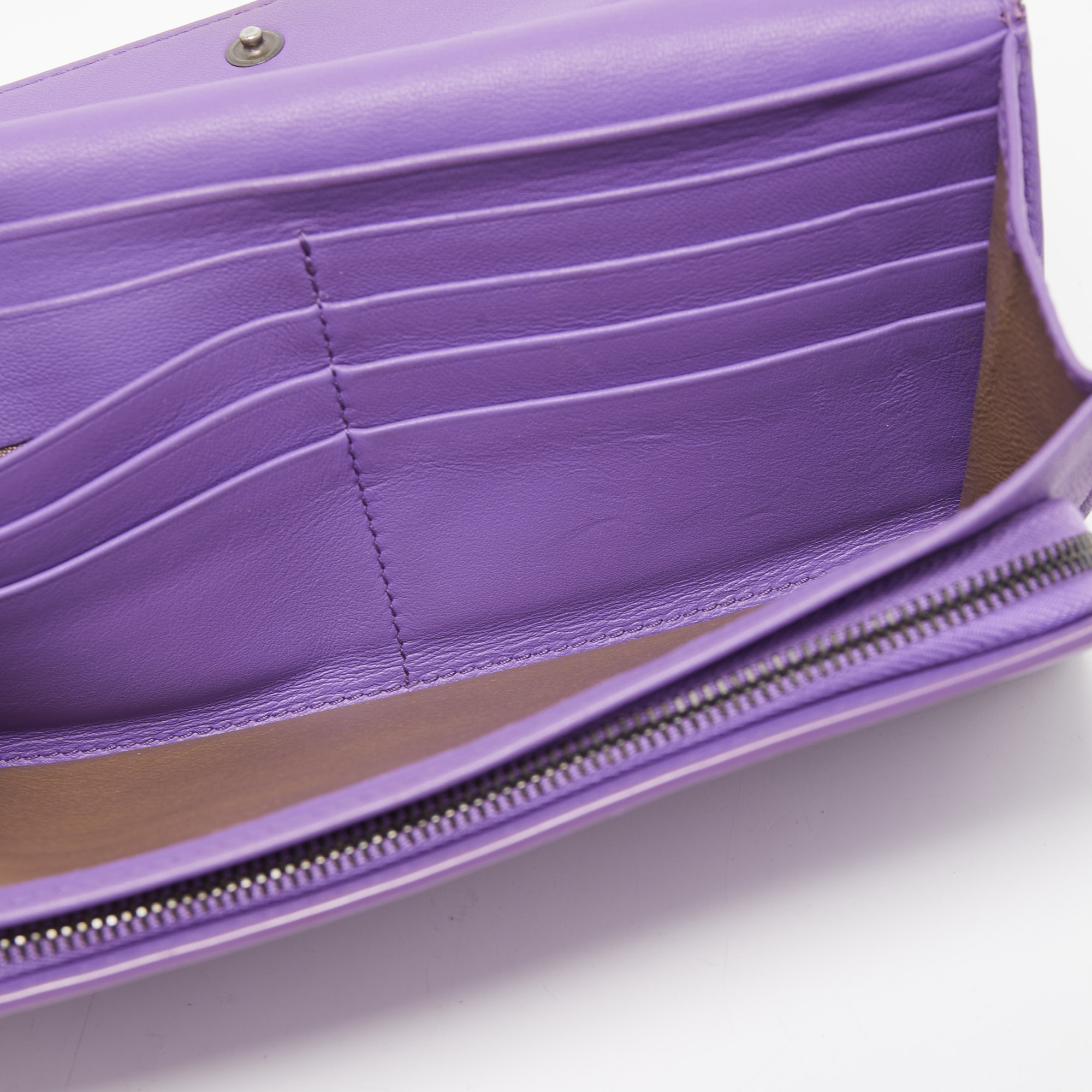 

Bottega Veneta Purple Intrecciato Leather Flap Continental Wallet