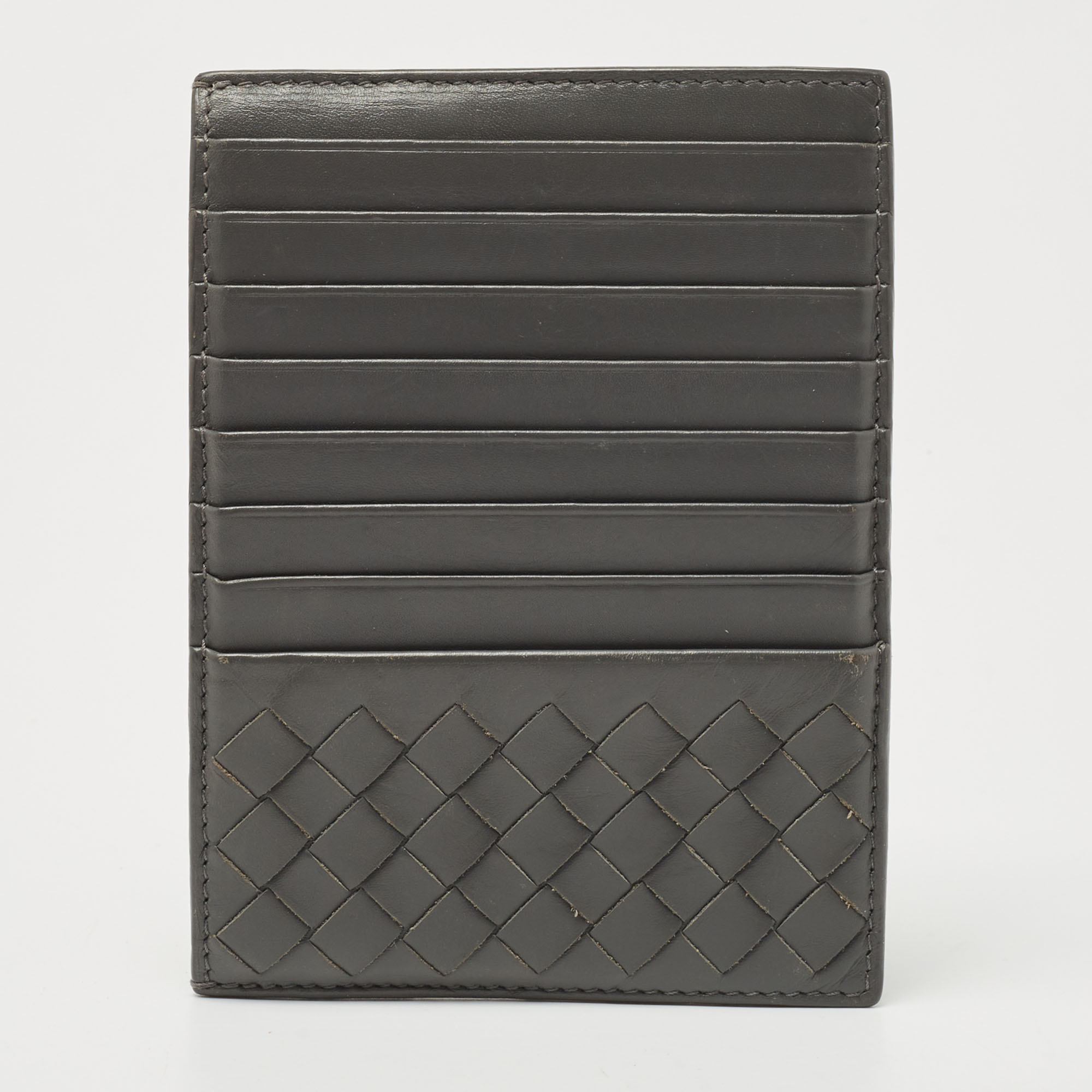 

Bottega Veneta Grey Intrecciato Leather Zip Card Holder