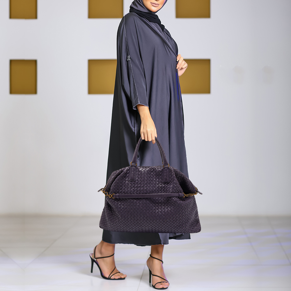

Bottega Veneta Purple Intrecciato Leather Maxi Convertible Tote