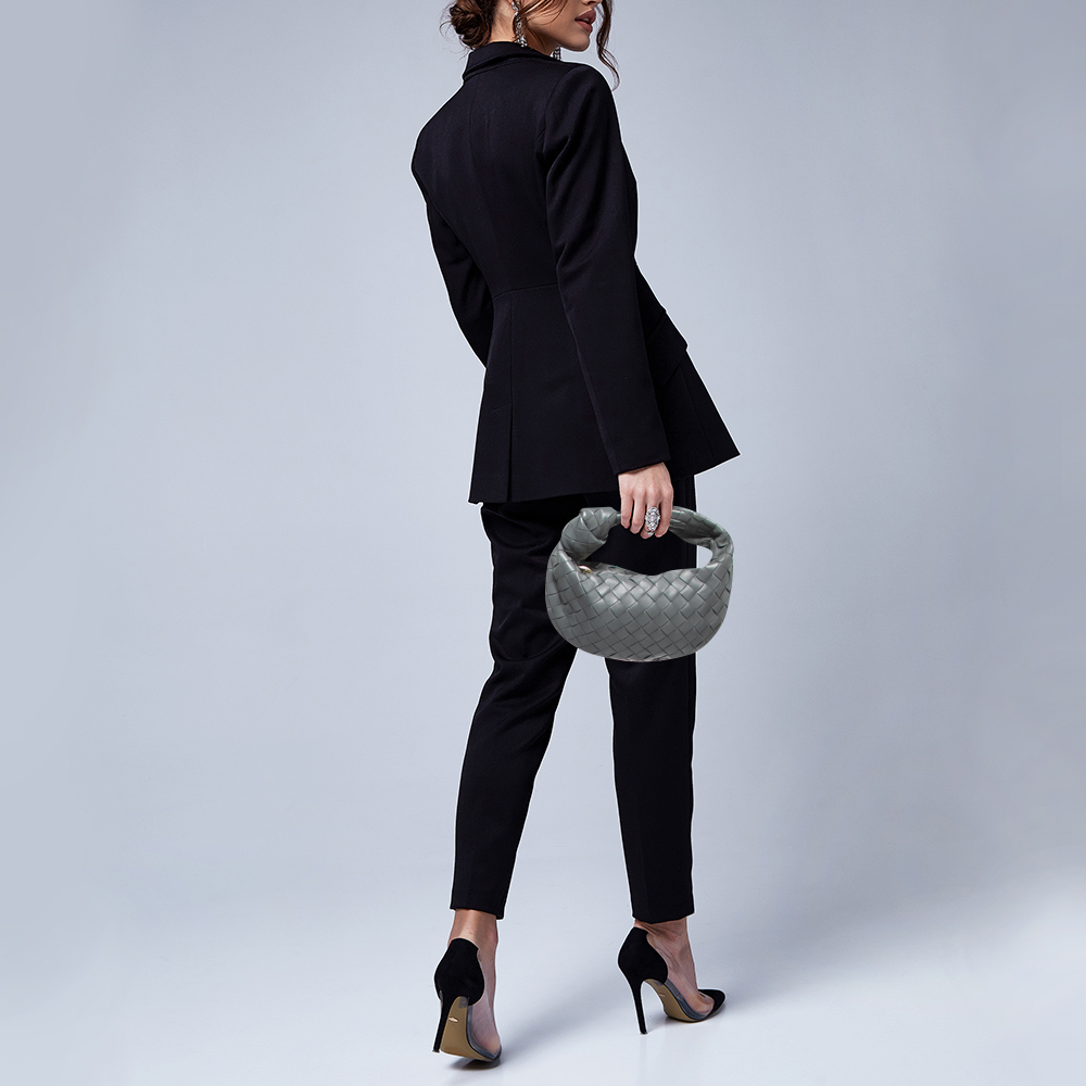 

Bottega Veneta Dark Grey Intrecciato Leather Mini Jodie Hobo
