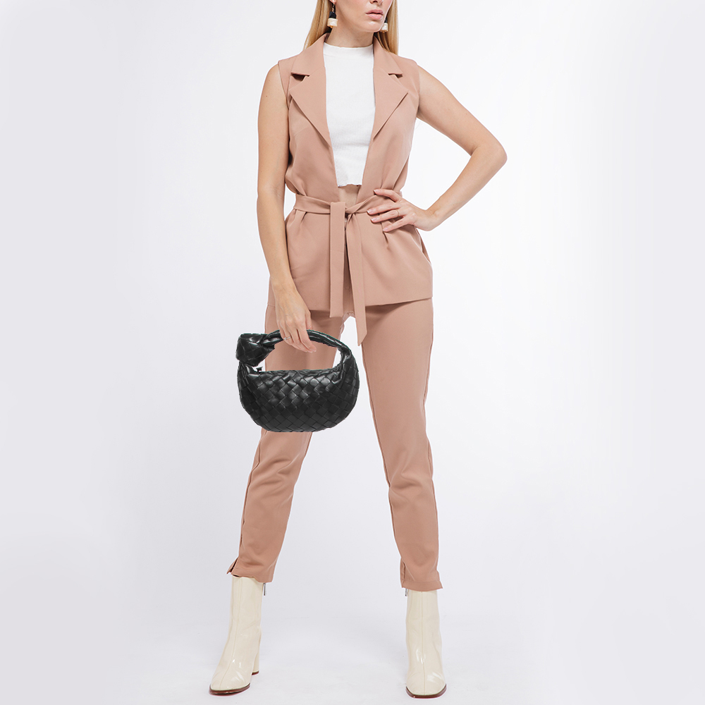 

Bottega Veneta Black Intrecciato Leather Mini Jodie Hobo