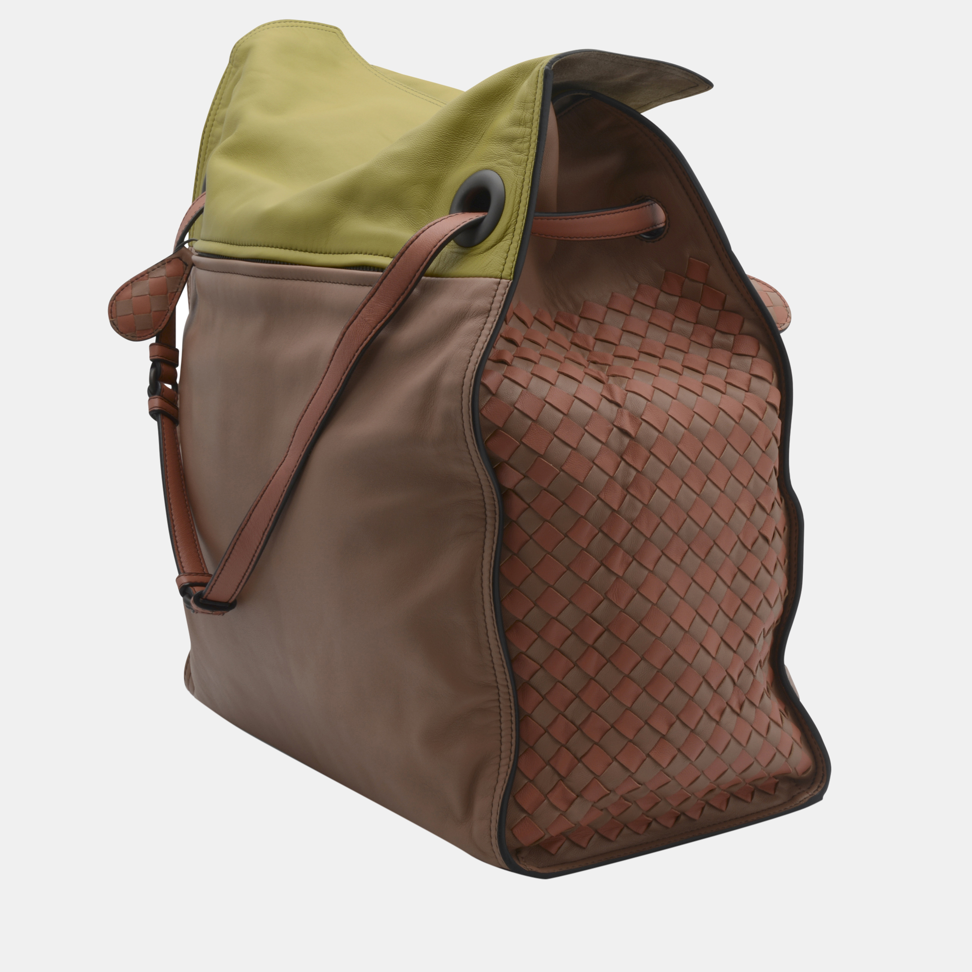 

Bottega Veneta Brown And Green Leather Shoulder Bag 505919-V1Een-5797