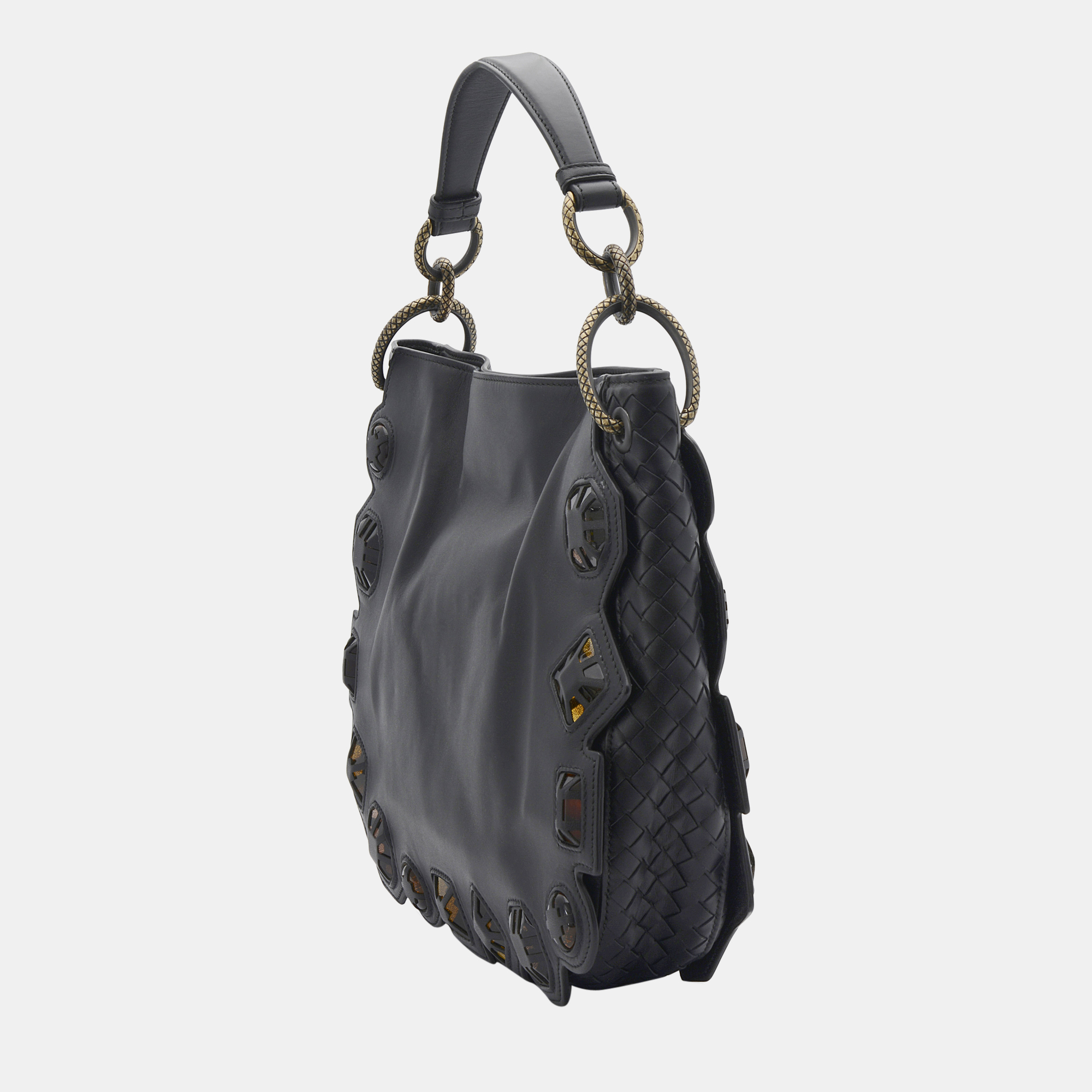 

Bottega Veneta Black Leather Shoulder Bag 535841-Vbl30-1000