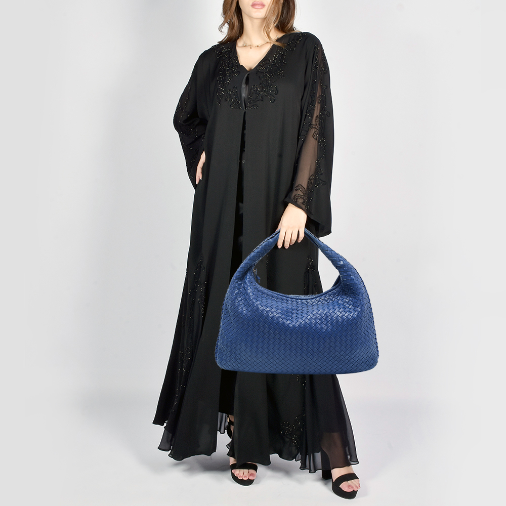 

Bottega Veneta Blue Intrecciato Leather Veneta Hobo