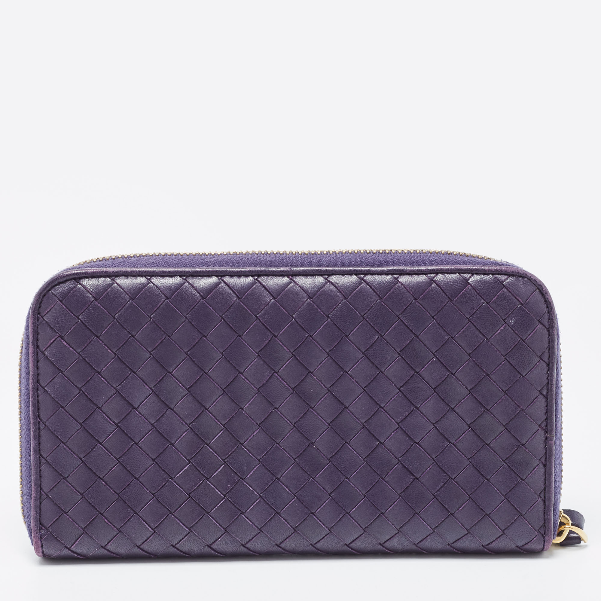 

Bottega Veneta Purple Intrecciato Leather Zip Around Wallet