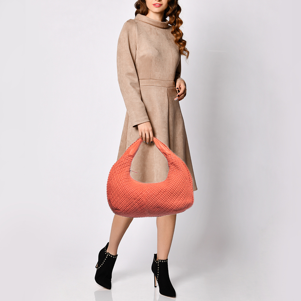 

Bottega Veneta Orange Ponza Leather Belly Veneta Hobo