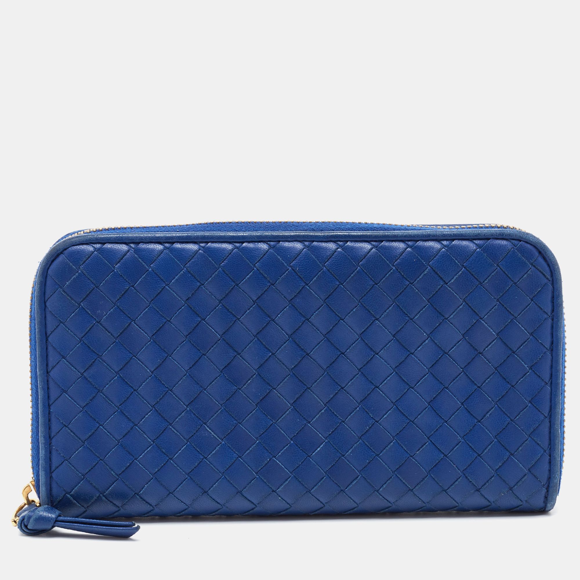 

Bottega Veneta Blue Intrecciato Leather Zip Around Wallet