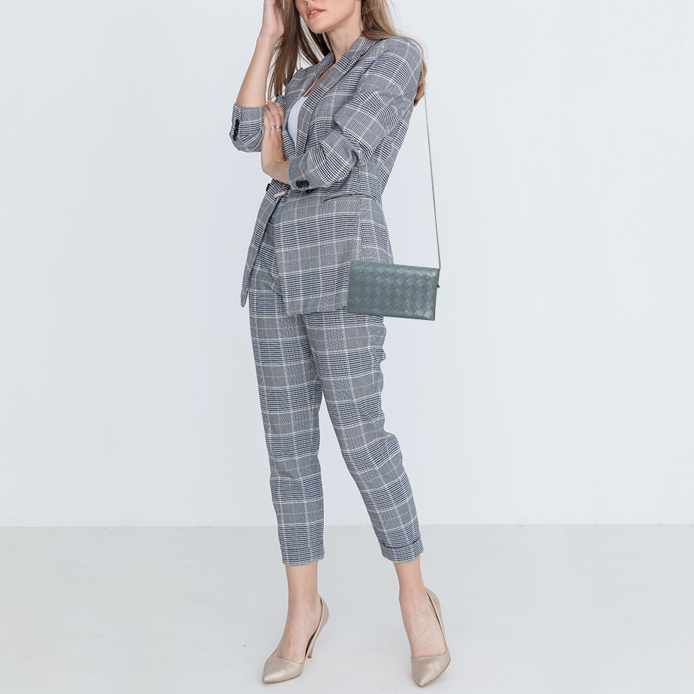 

Bottega Veneta Grey Intrecciato Leather Crossbody Bag