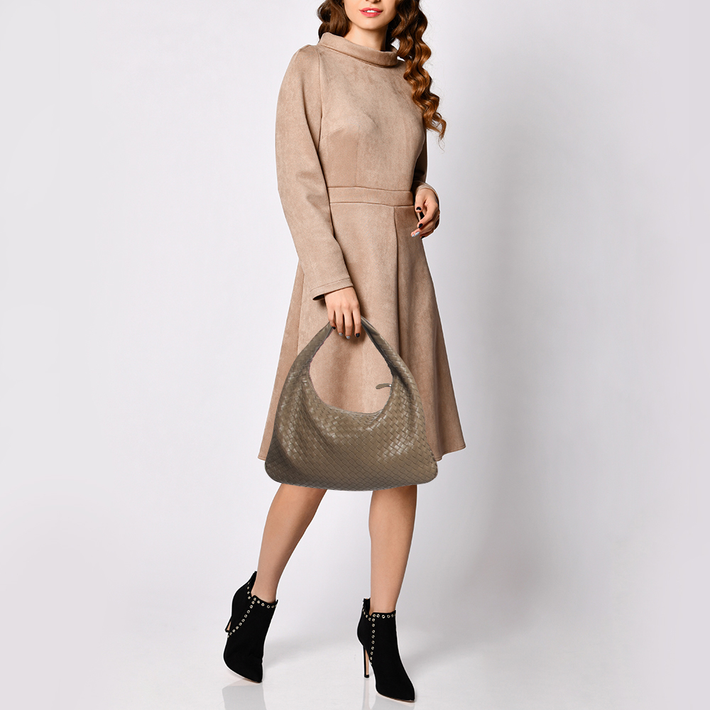 

Bottega Veneta Grey Intrecciato Leather Small Hobo