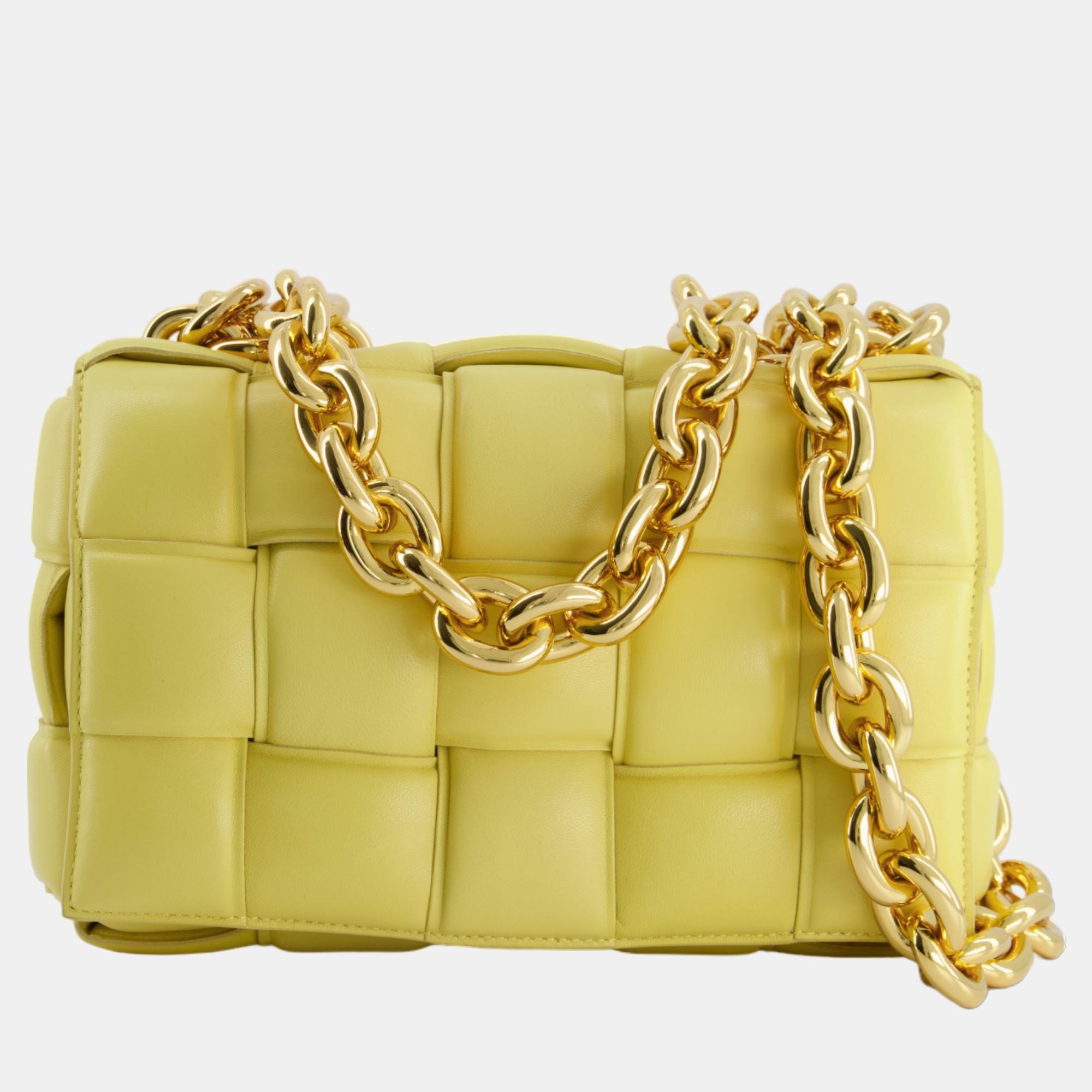 

Bottega Veneta Powder Yellow Leather and Gold Chain Cassette Bag