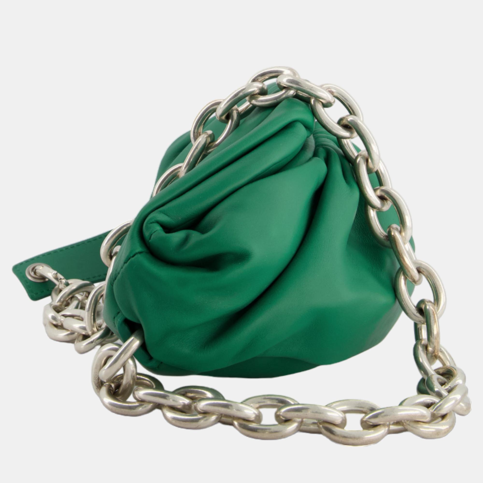 

Bottega Veneta Racing Green Pouch Bag with Silver Hardware