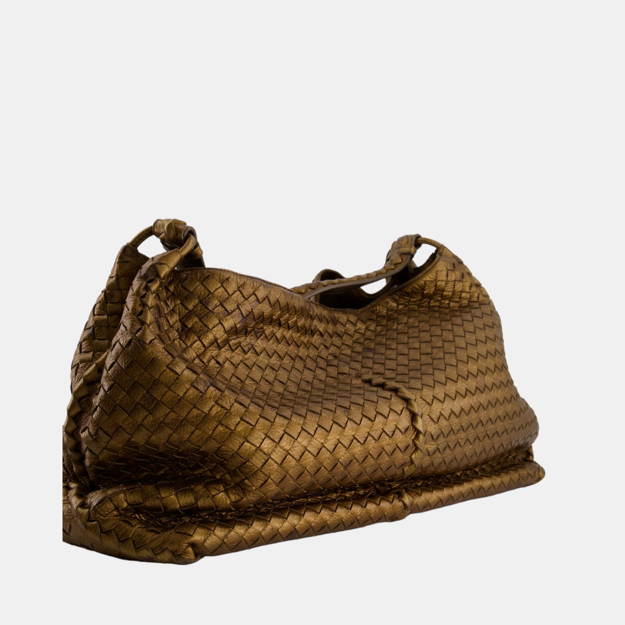 

Bottega Veneta Bronze Intrecciato Hobo  Shoulder Bag, Brown