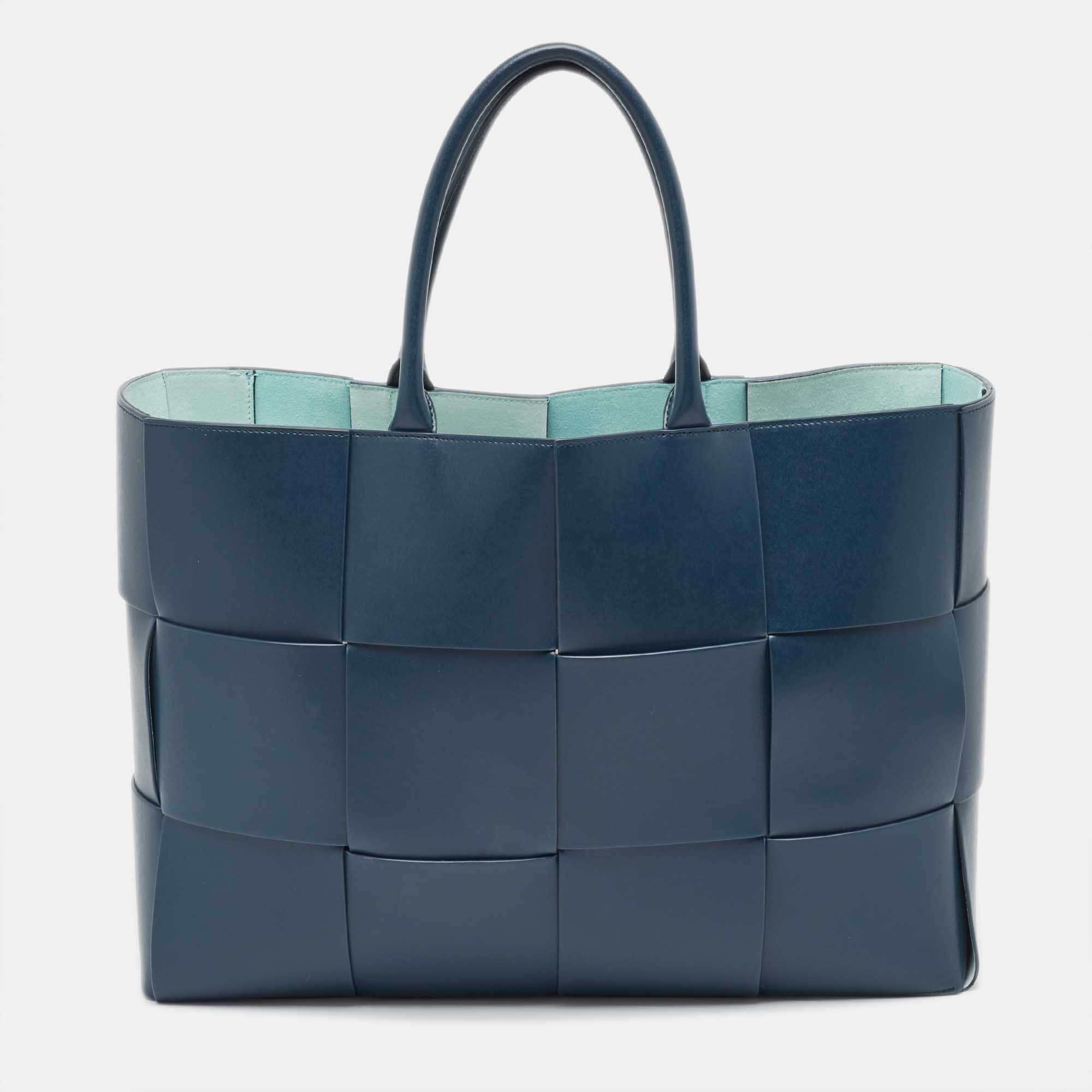 

Bottega Veneta Deep Blue Intrecciato Leather Large Arco Tote