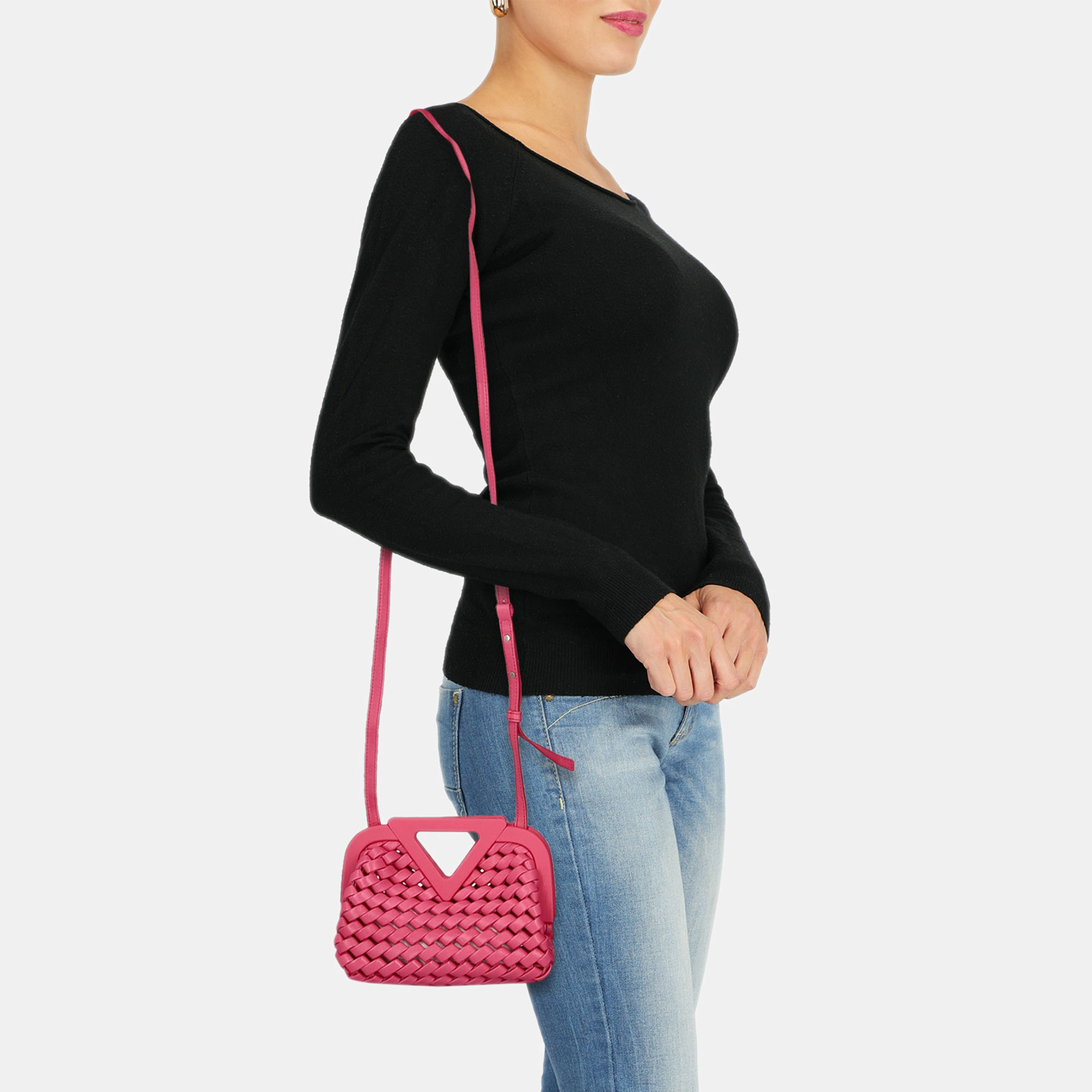 

Bottega Veneta Point - Women's Leather Cross Body Bag - Pink