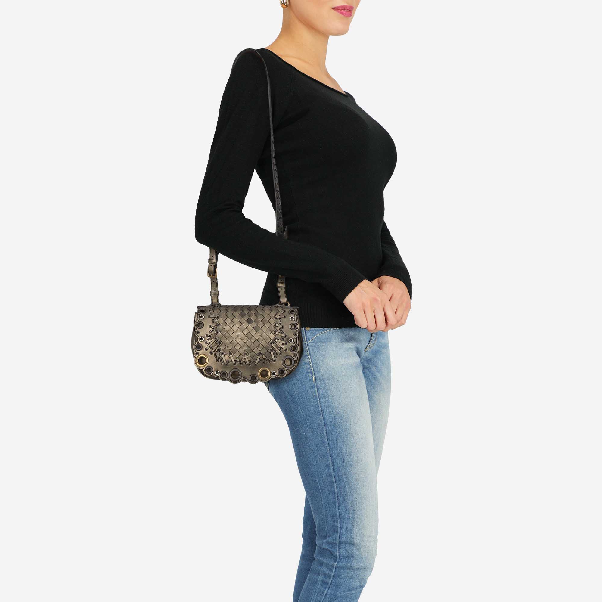 

Bottega Veneta Women's Leather Cross Body Bag - Bronze, Brown