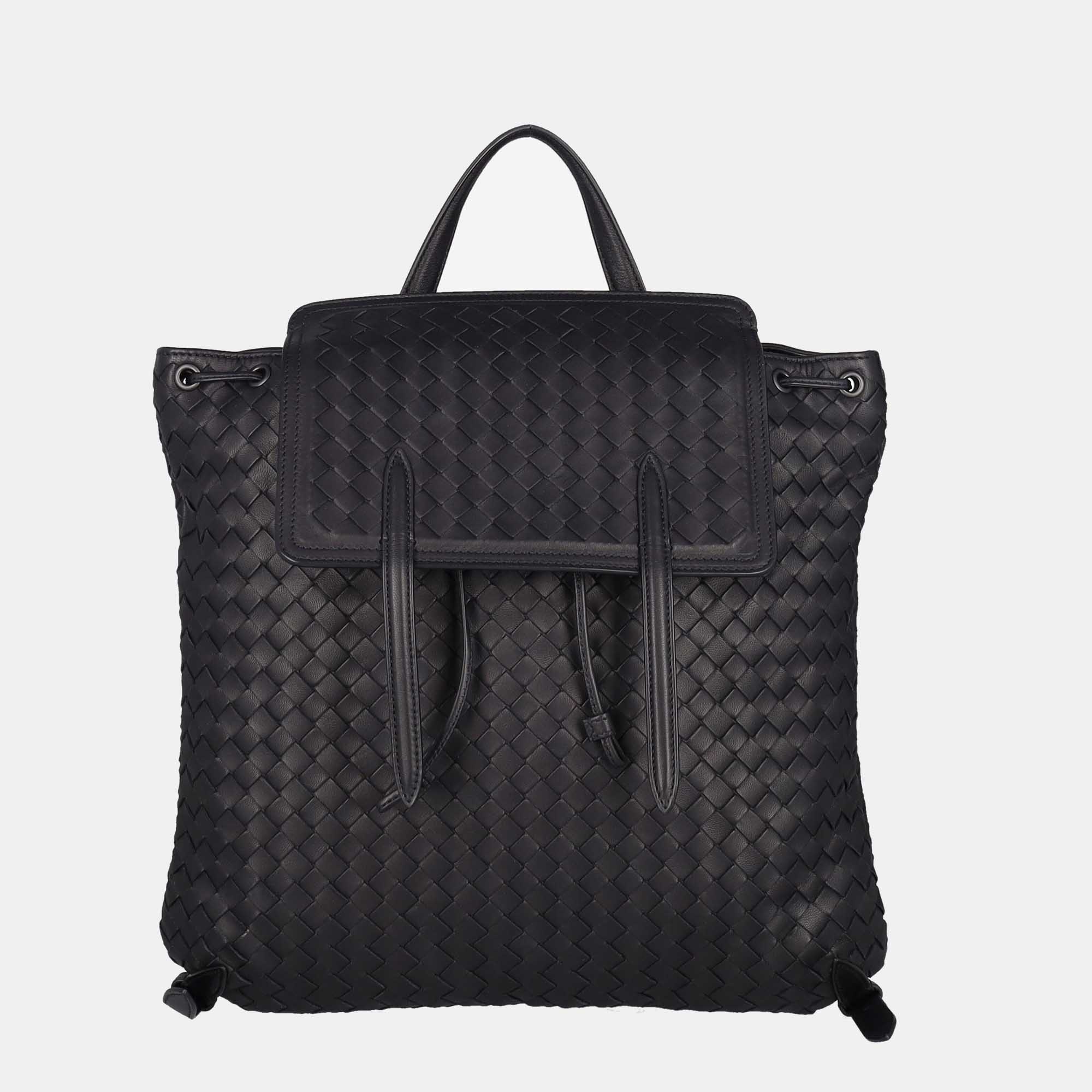 Pre-owned Bottega Veneta Women's Leather Backpack - Black - One Size