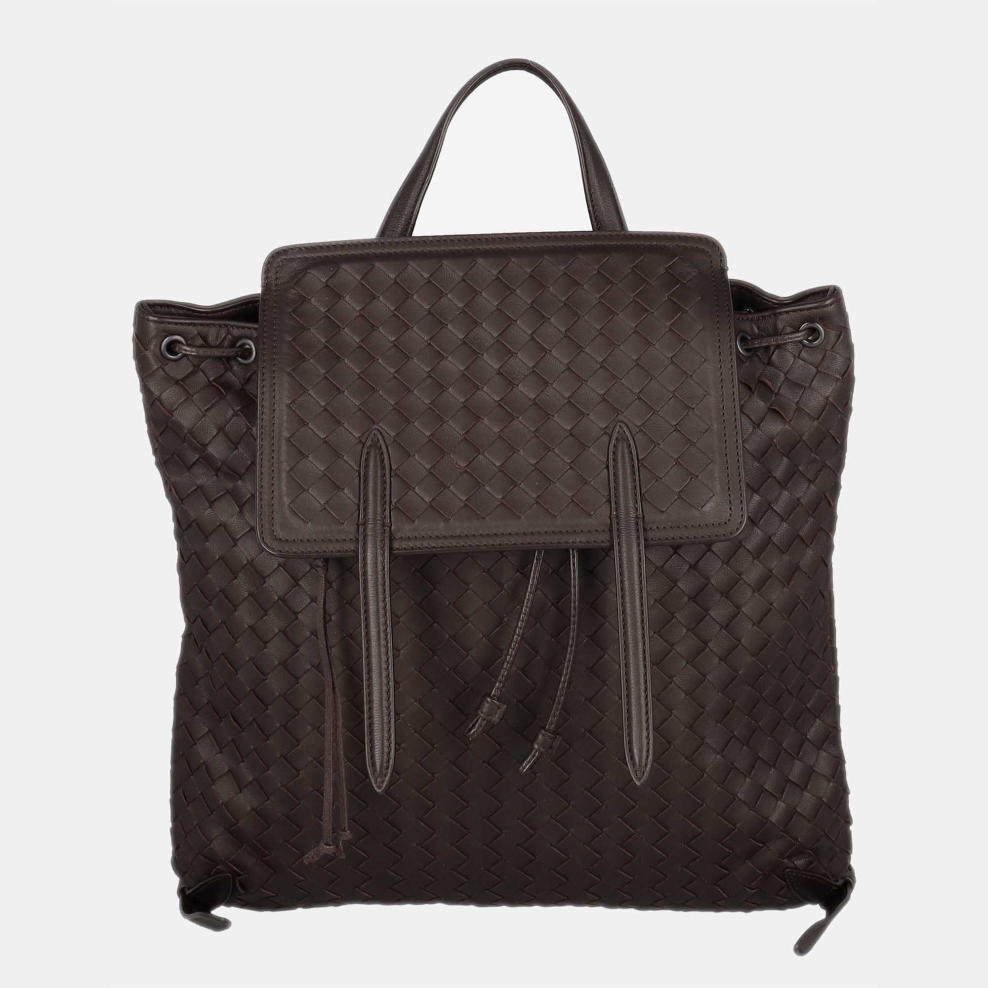 Pre-owned Bottega Veneta Women's Leather Backpack - Brown - One Size