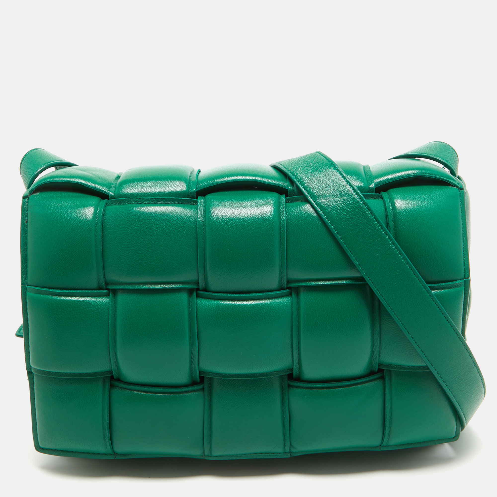 Pre-owned Bottega Veneta Green Padded Leather Cassette Shoulder Bag