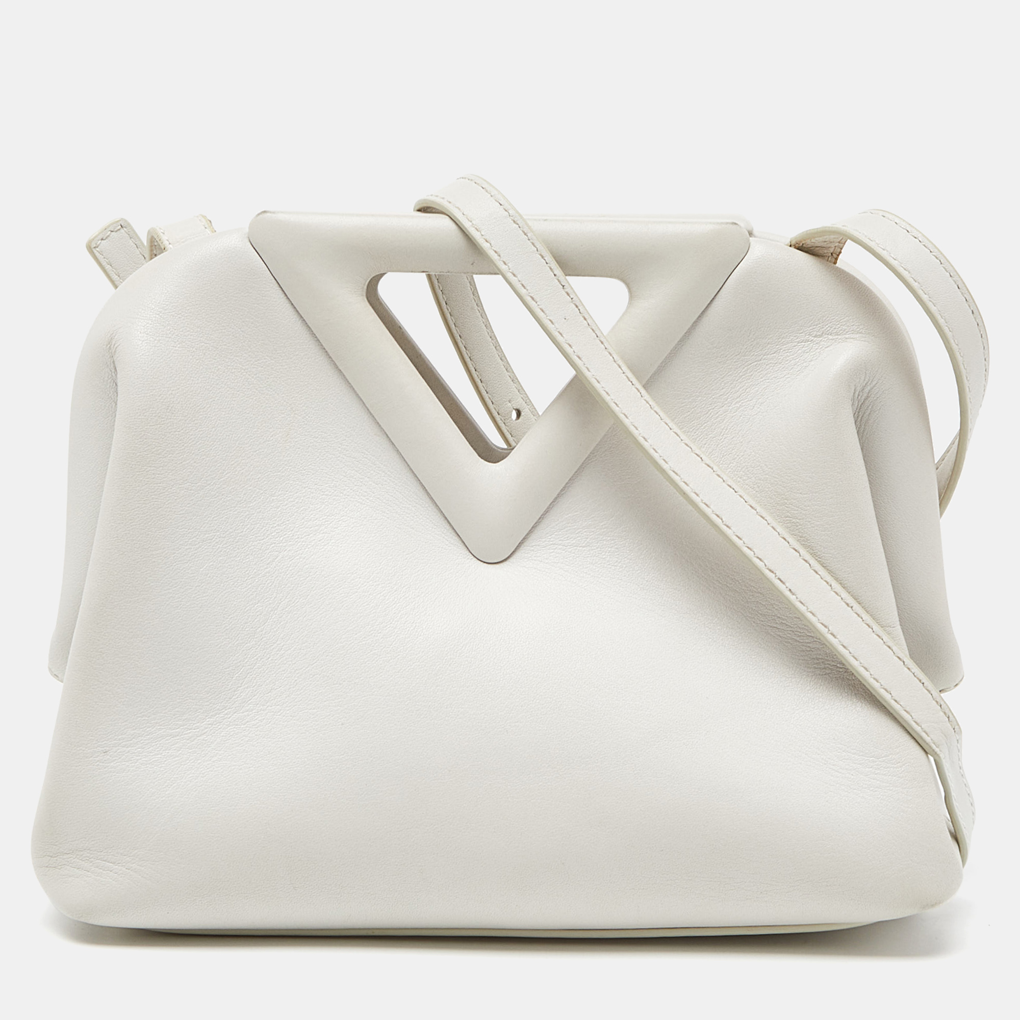 Pre-owned Bottega Veneta White Intrecciato Leather Point Shoulder Bag
