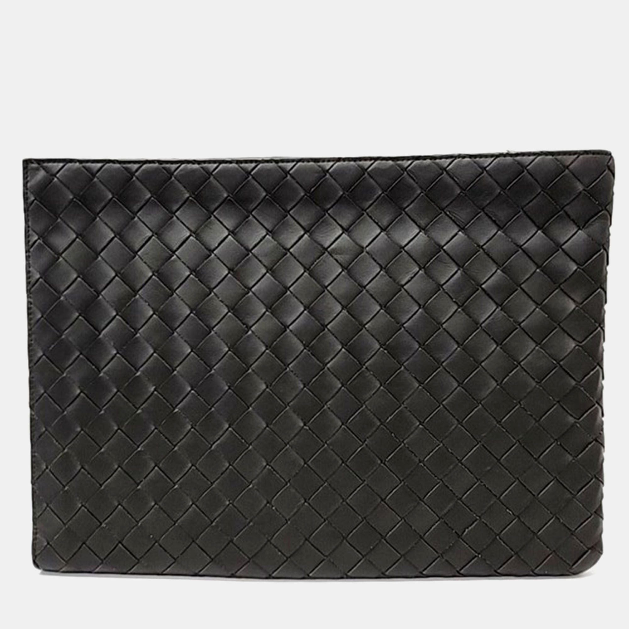

Bottega Veneta Deep Khaki Leather Mesh Clutch Bag, Black