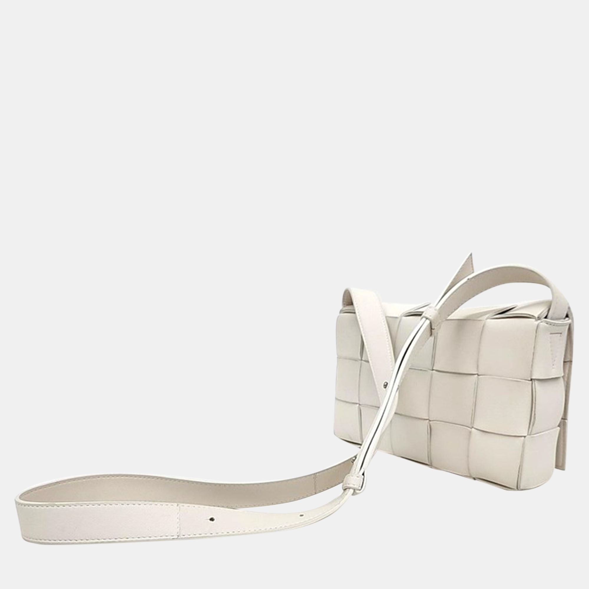 Bottega Veneta White Leather Cassette Shoulder Bag 