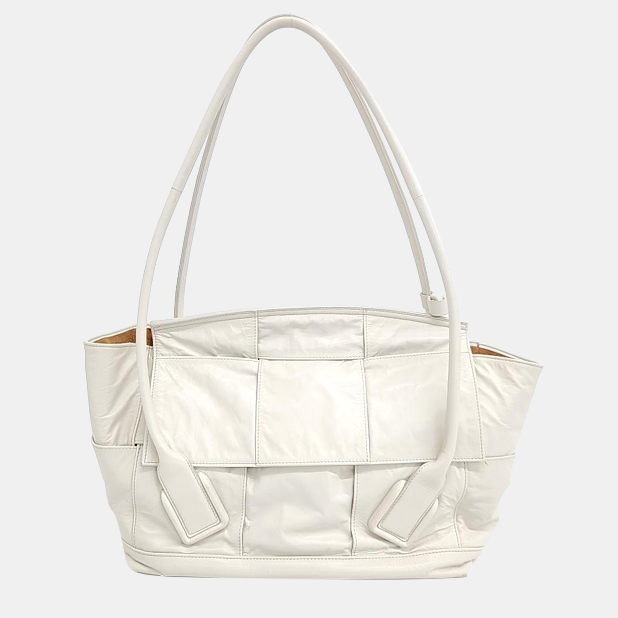 

Bottega Veneta White Leather Medium Acro Tote Bag