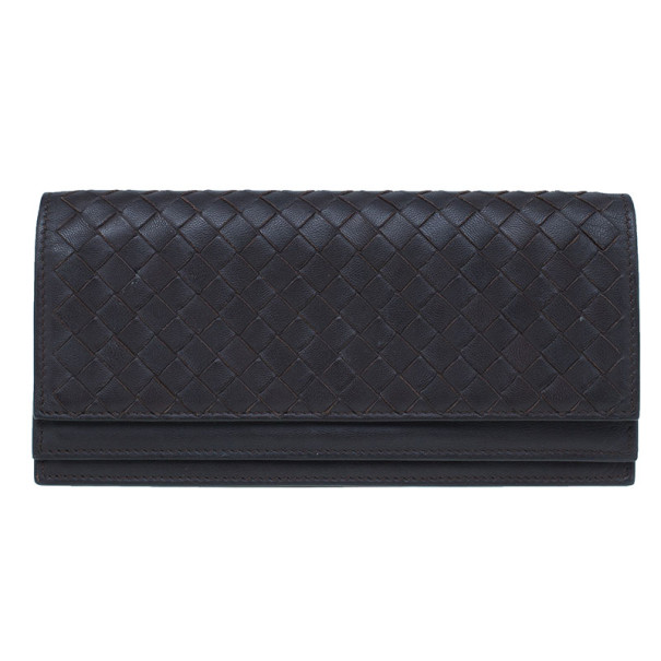 Pre Owned Bottega Veneta Brown Ebana Intrecciato Nappa Continental Wallet