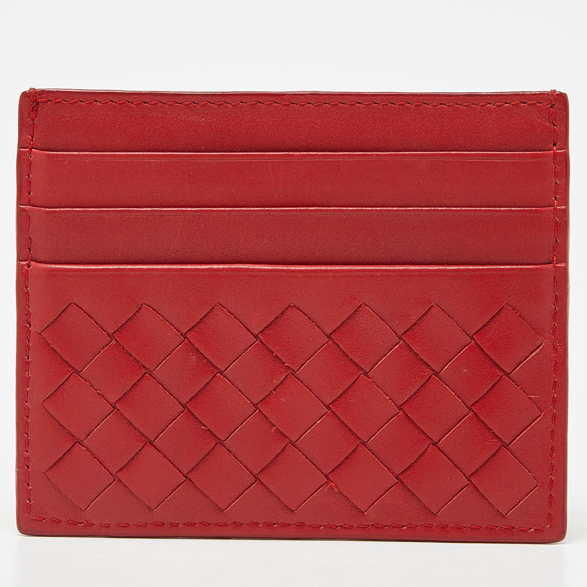 

Bottega Veneta Red Intrecciato Leather Card Holder