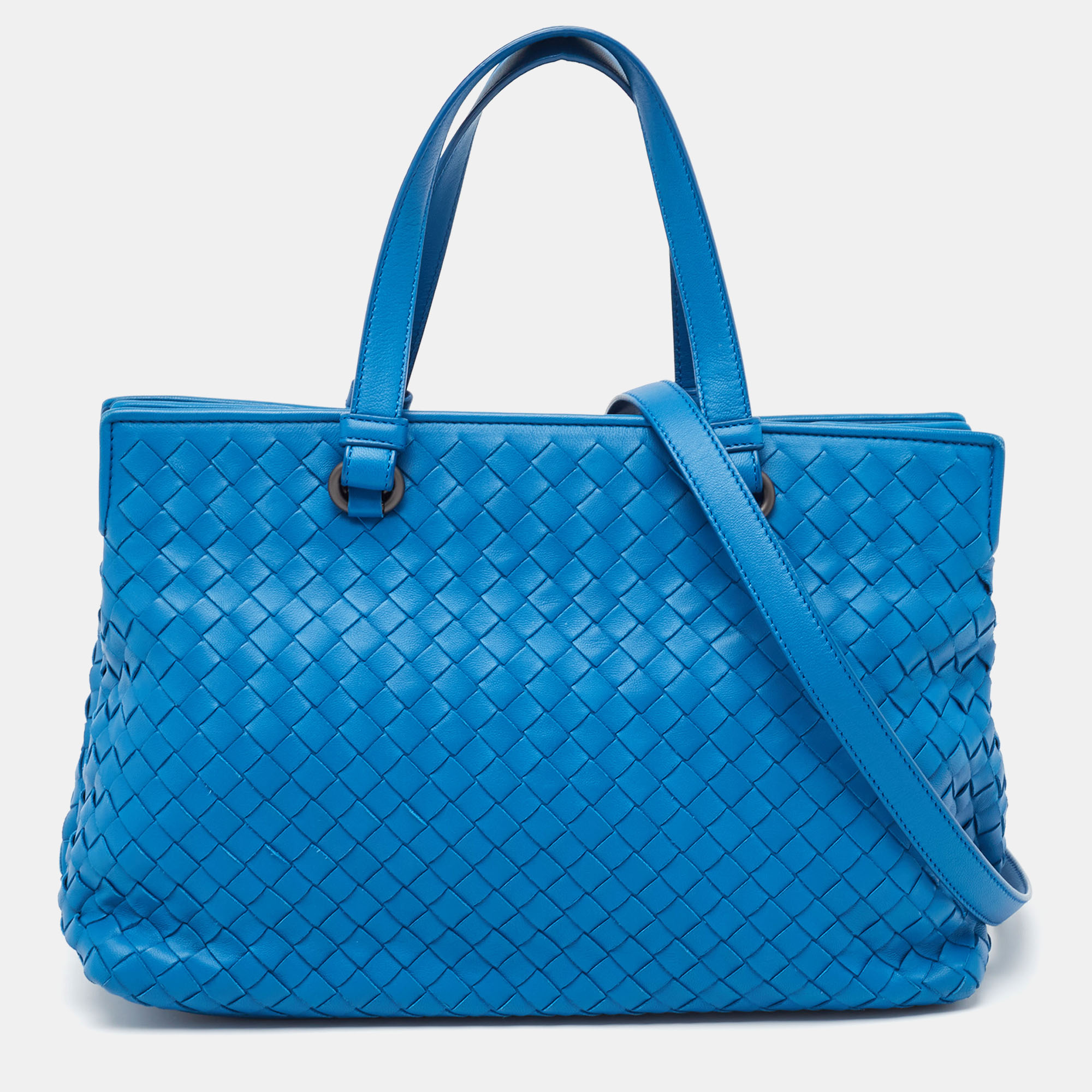 

Bottega Veneta Blue Intrecciato Leather Tote