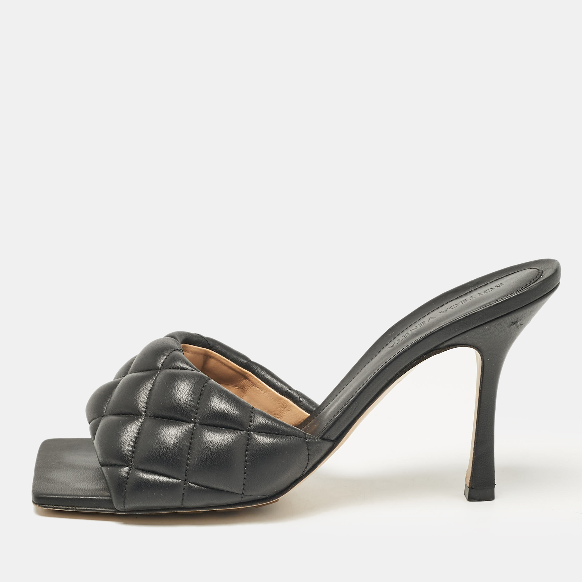 

Bottega Veneta Black Leather Lido Slide Sandals Size