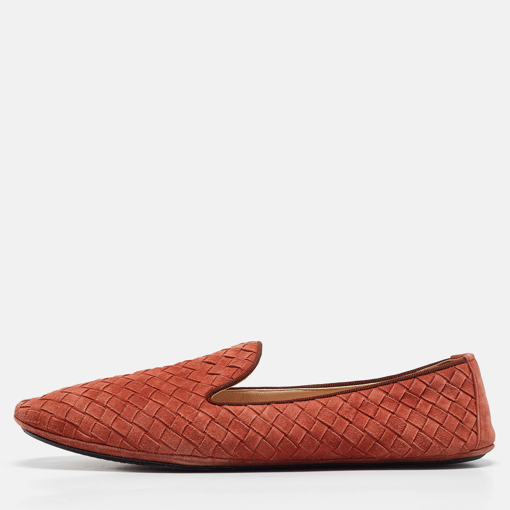 

Bottega Veneta Orange Intrecciato Suede Smoking Slippers Size