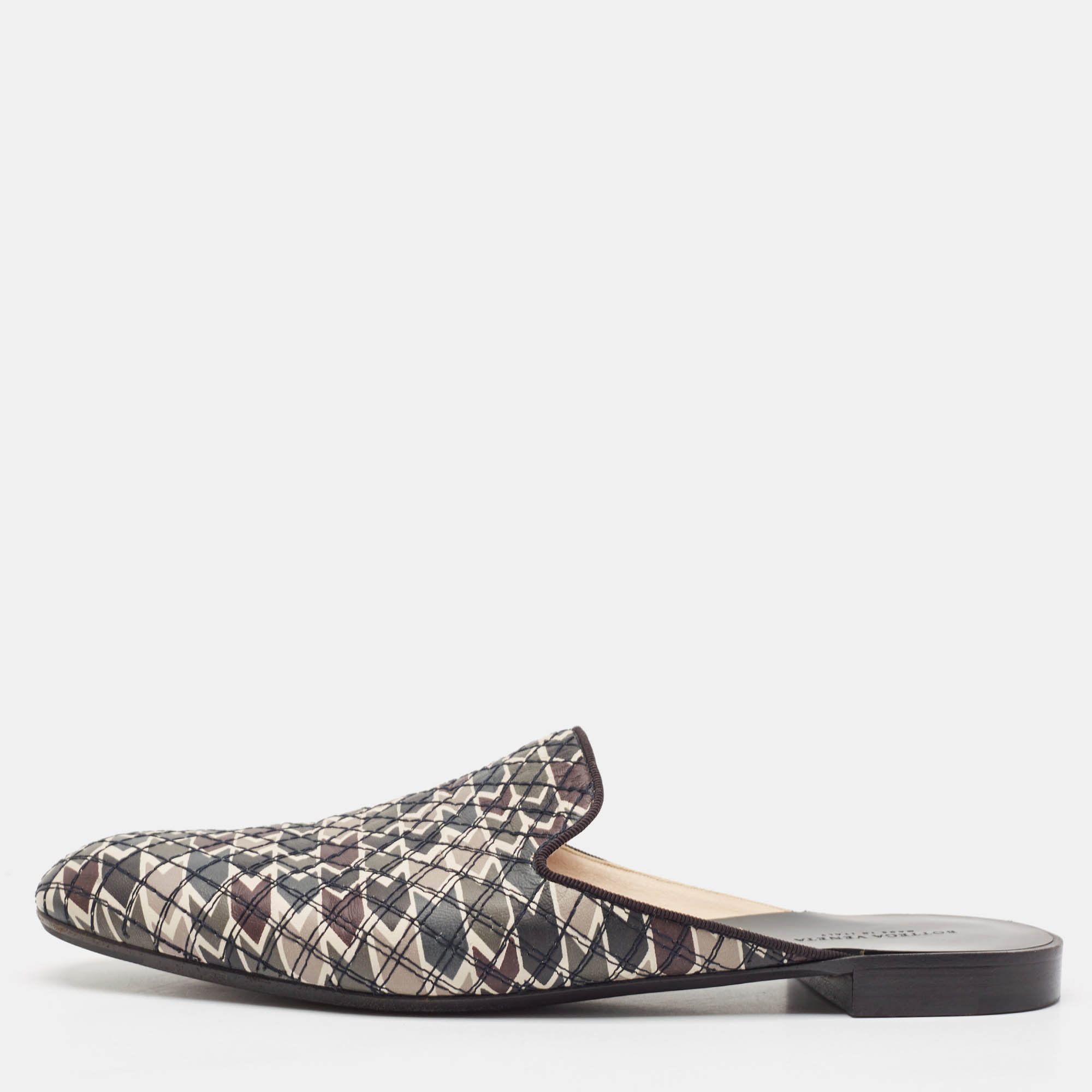 

Bottega Veneta Multicolor Intrecciato Leather Mules Size