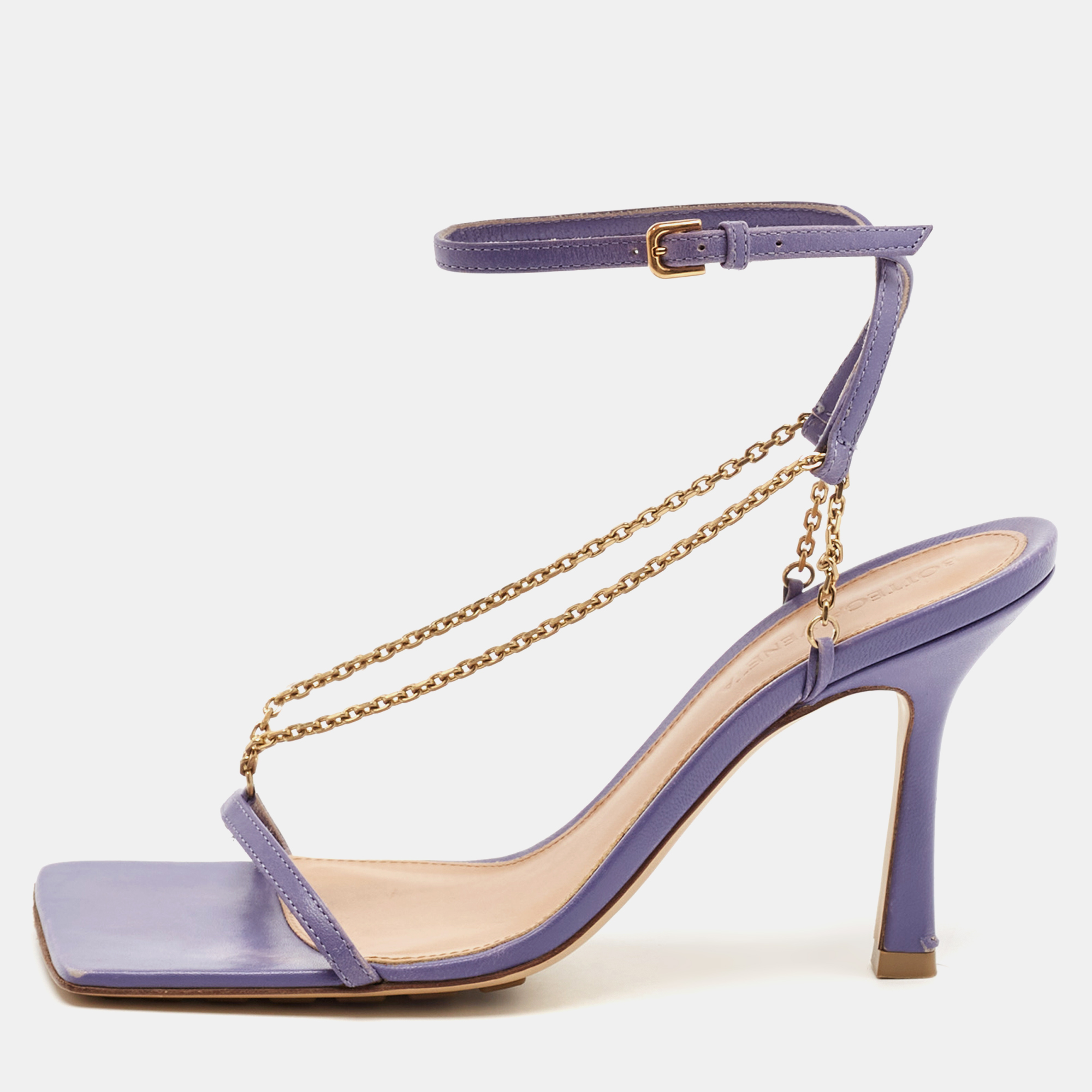 

Bottega Veneta Purple Leather Strech Ankle Strap Sandals Size