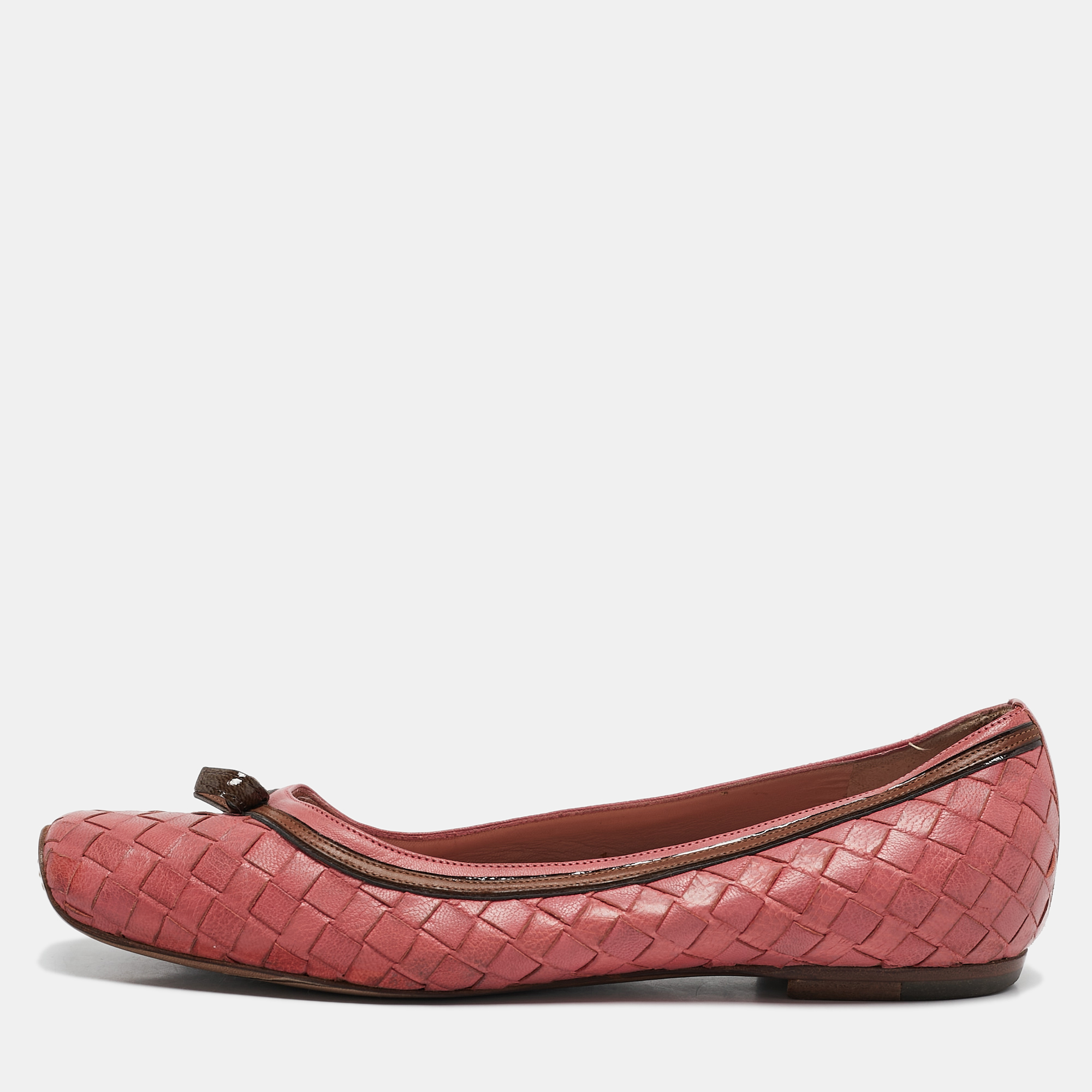 

Bottega Veneta Pink Intrecciato Leather Ballet Flats Size