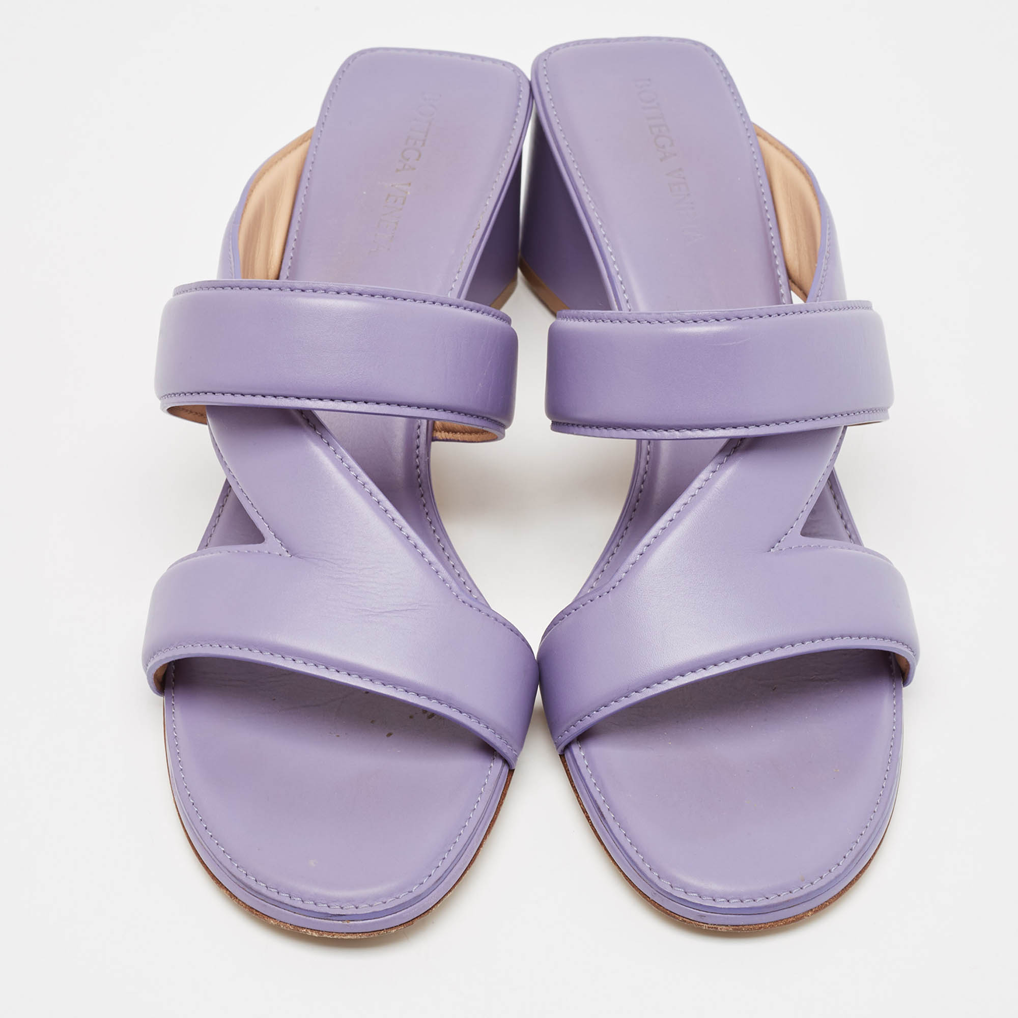 Bottega Veneta Lavender Leather The Band Slide Sandals Size 40 