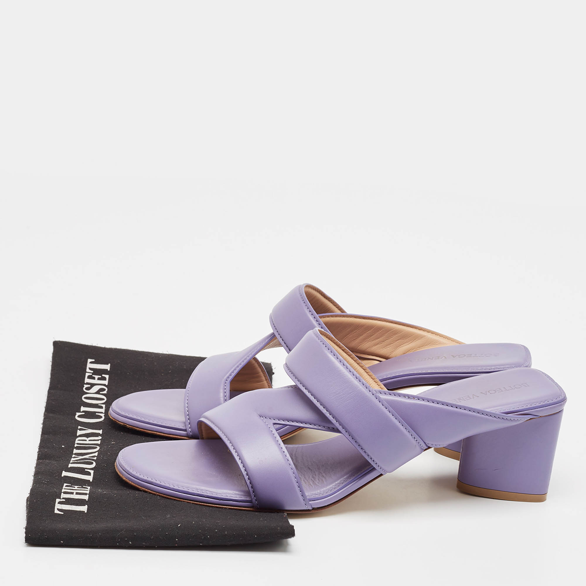Bottega Veneta Lavender Leather The Band Slide Sandals Size 40 