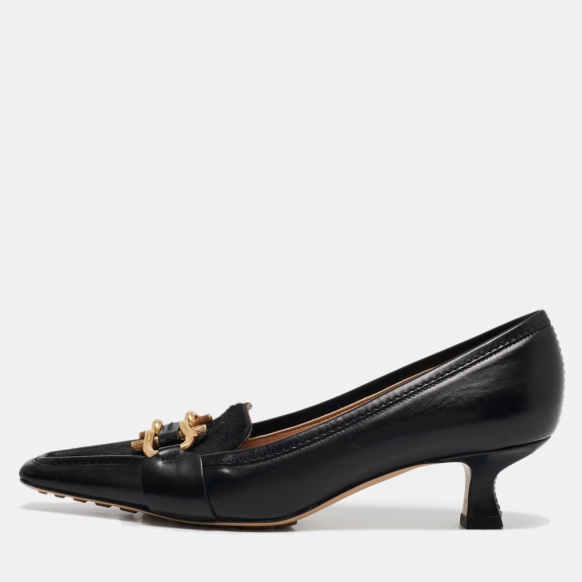 

Bottega Veneta Black Calf Hair and Leather BV Madame Pumps Size